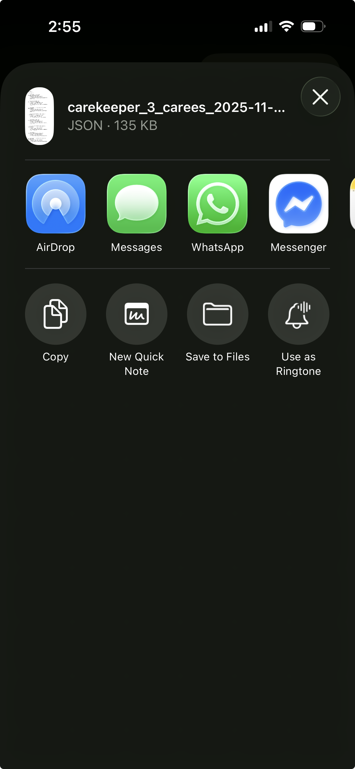 Export all data option