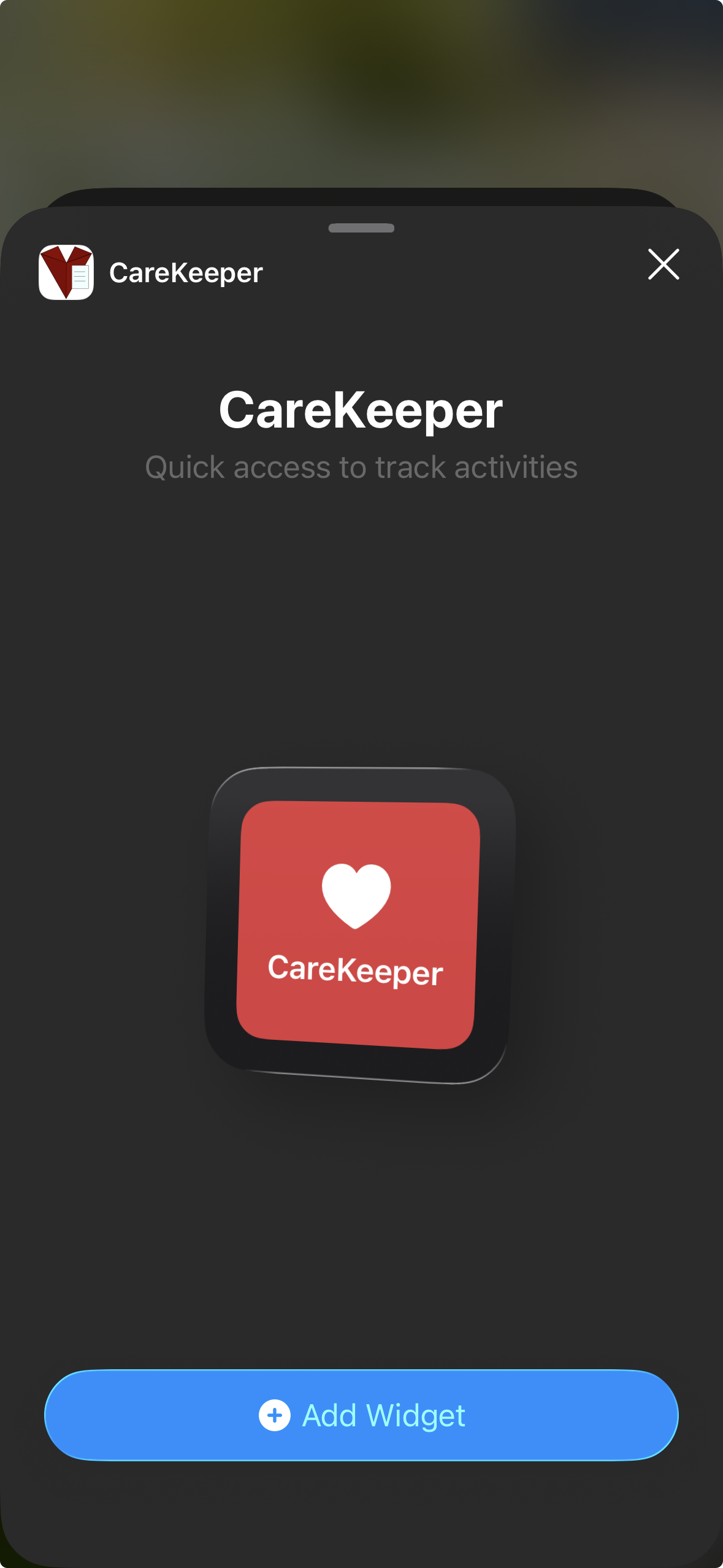 iOS home screen with launcher widget