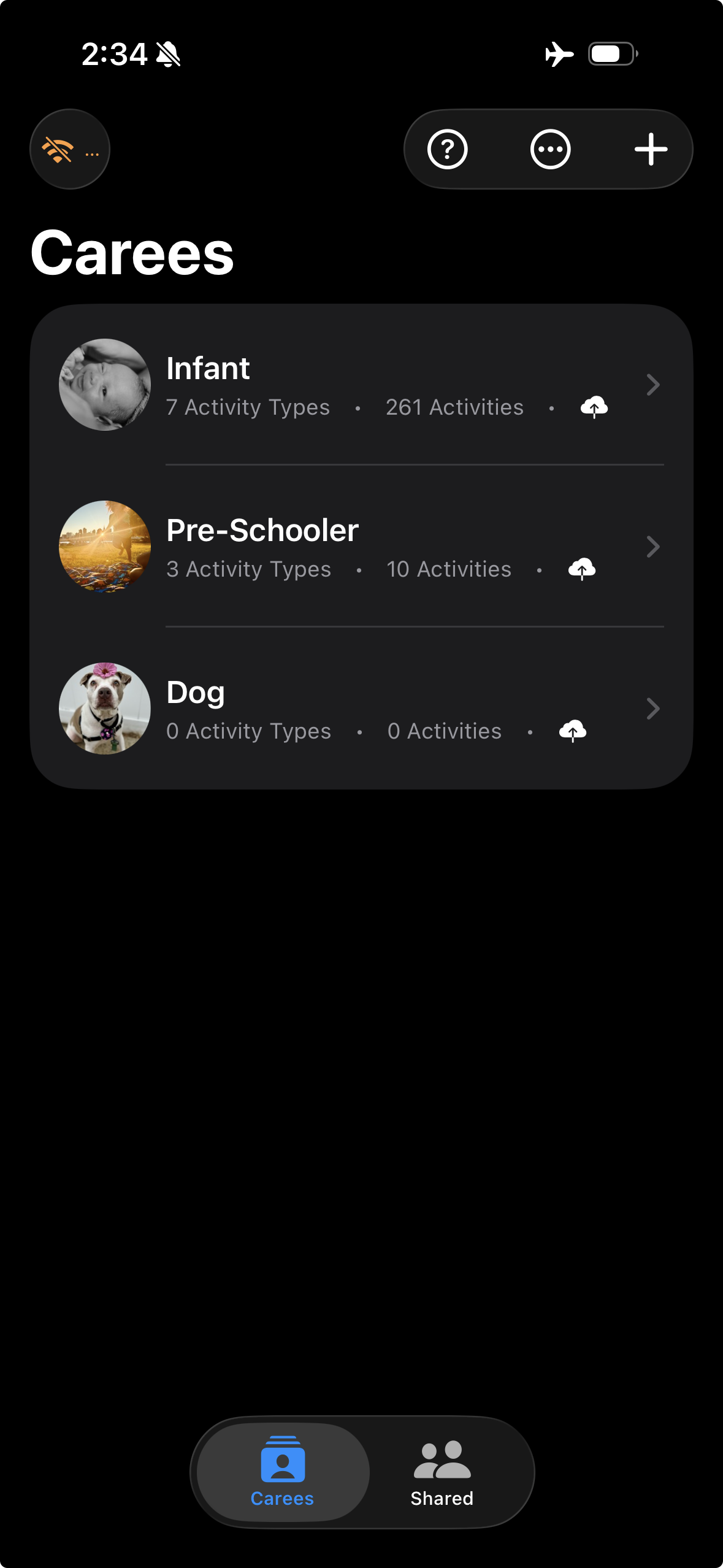 Sync status indicator showing offline state