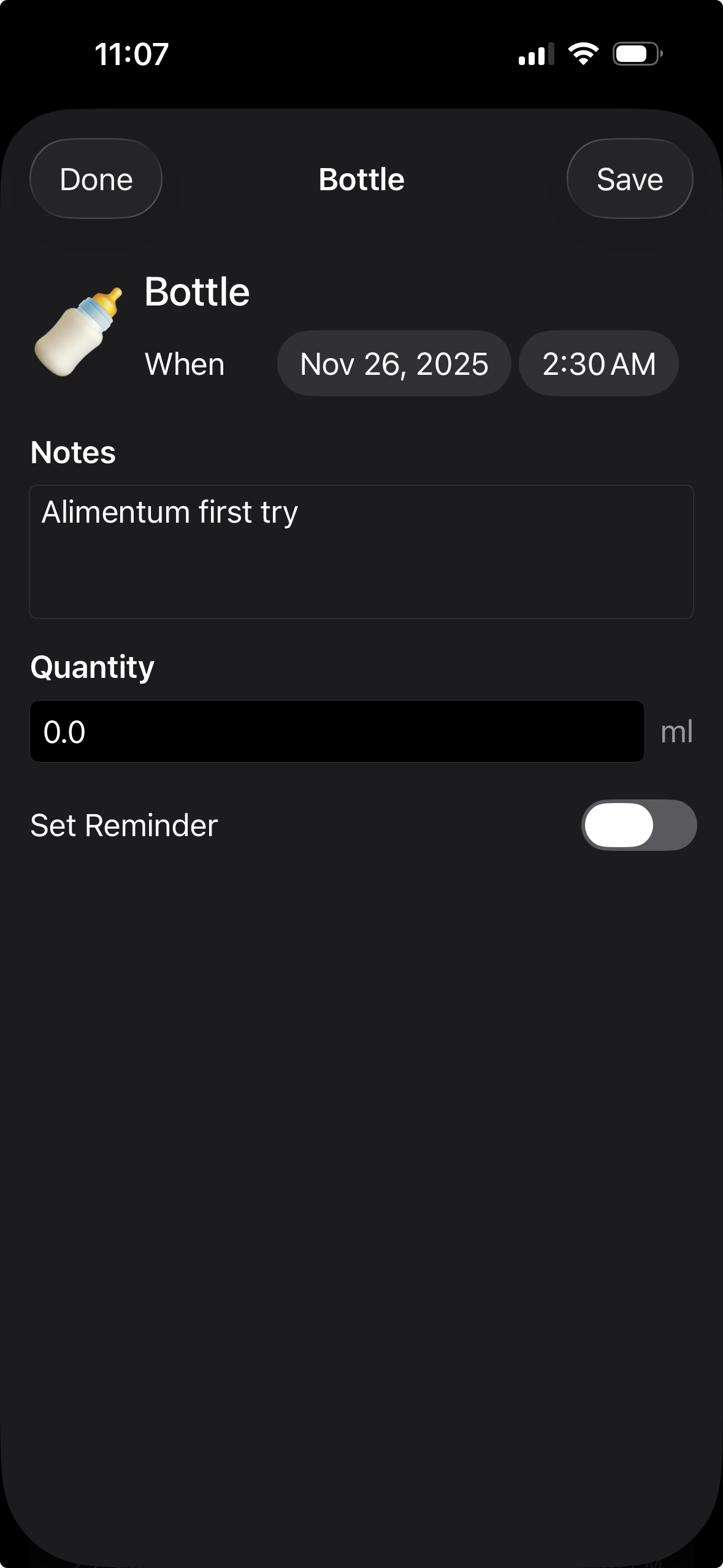 Track activity with notes field filled
