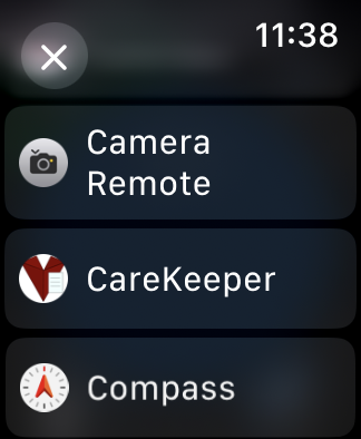 Watch app showing CareKeeper in app list
